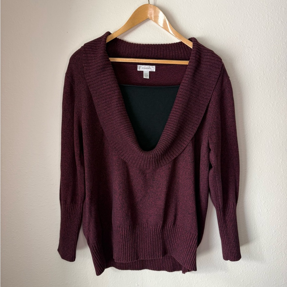 Dressbarn Women’s Burgundy Cowl Neck Sweater Size 14/16